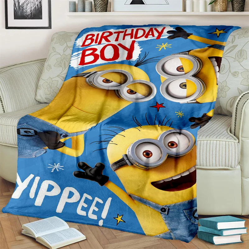 2025 New Cartoon Cute Minions Despicable Me Gift Soft Plush Blanket,Flannel Throw Blanket for Living Room Bedroom Bed Sofa Kid