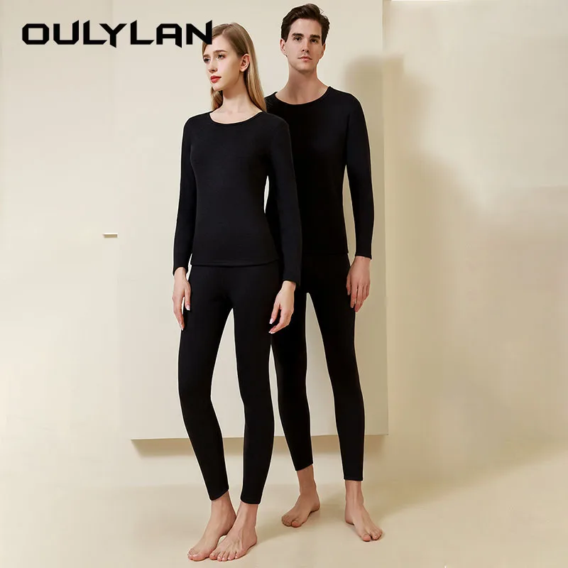 Winter Autumn Clothes Thermal Solid Color O-Neck Hygroscopic Wicking Thermal Underwear Soft Fleece Lined Thermal Clothes