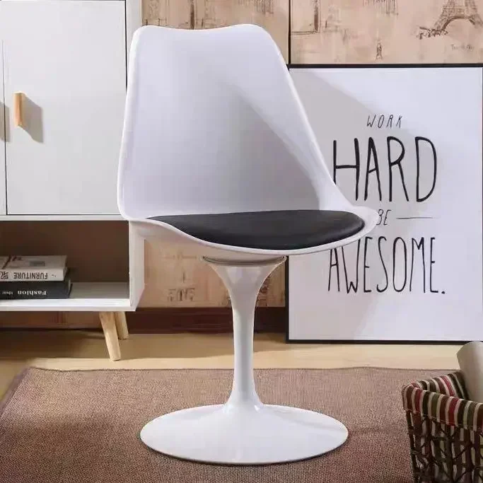 Modern Swivel Chair with Plastic Back and Metal Legs Stylish Living Room Bedroom Comfortable and Chic Casual Seating