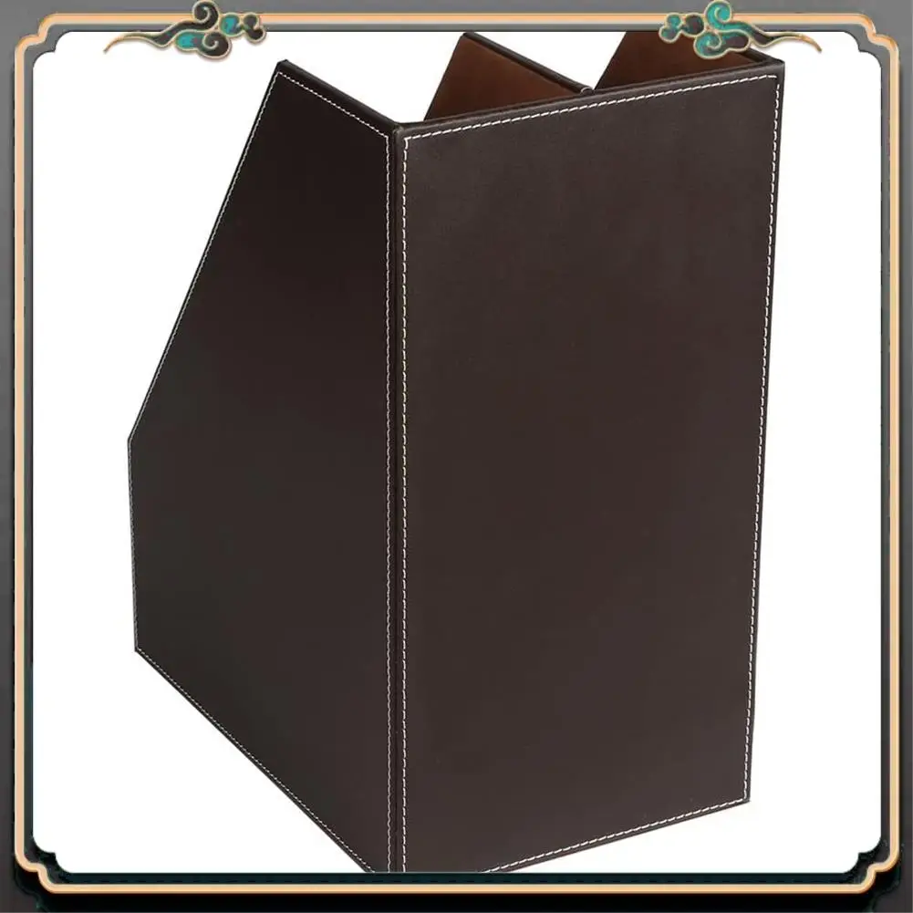 ASMA-PU Leather Desktop File Folder Organizer And Document File Stand Journals Magazine Holder Rack 2 Slots