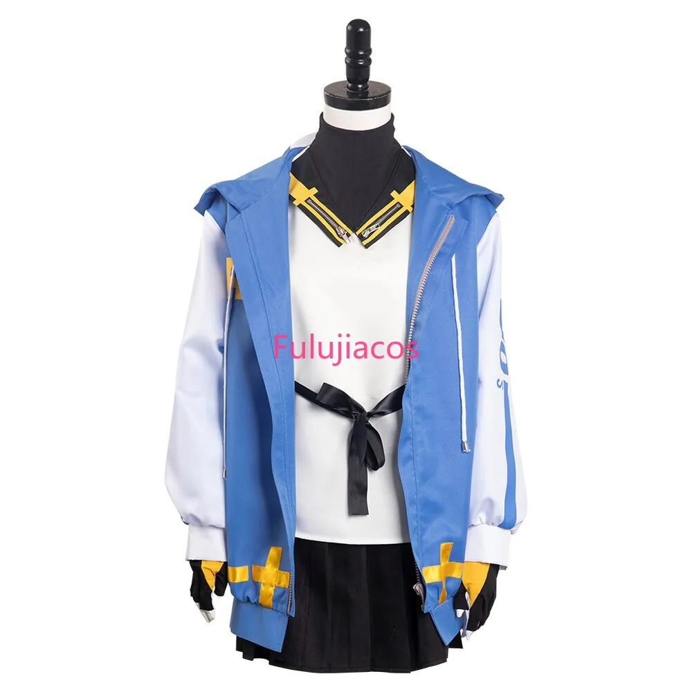 

Fulujiacos Strive Bridget Cosplay Costume Hoodie Jacket Skirt Party Outfit Full