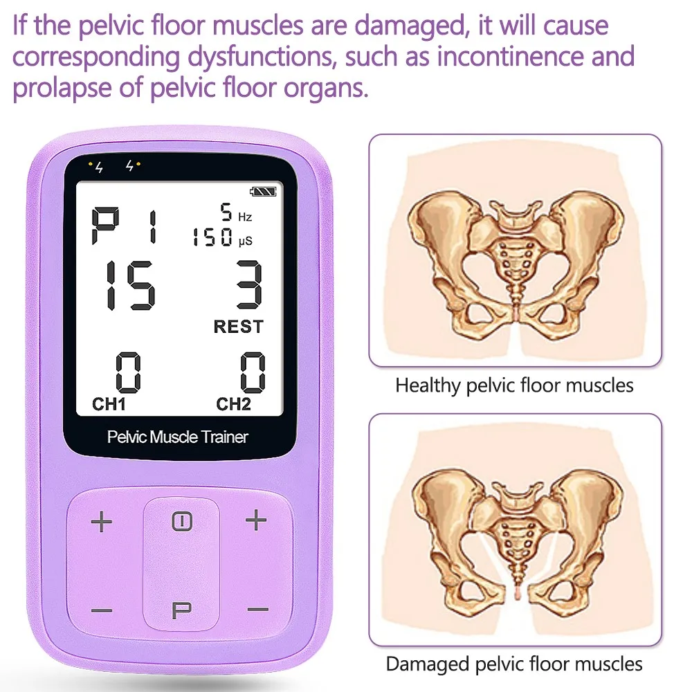 New Kegel Toner Incontinence Stimulator with Probe for Bladder Control and Pelvic Floor Exercise power for Women LCD Screen