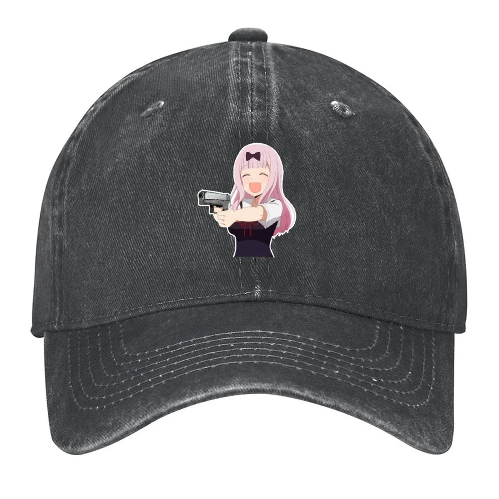 

Chika fujiwara holds a gun anime girl with a gun black version Baseball Cap fashionable Funny hats For Man Women's