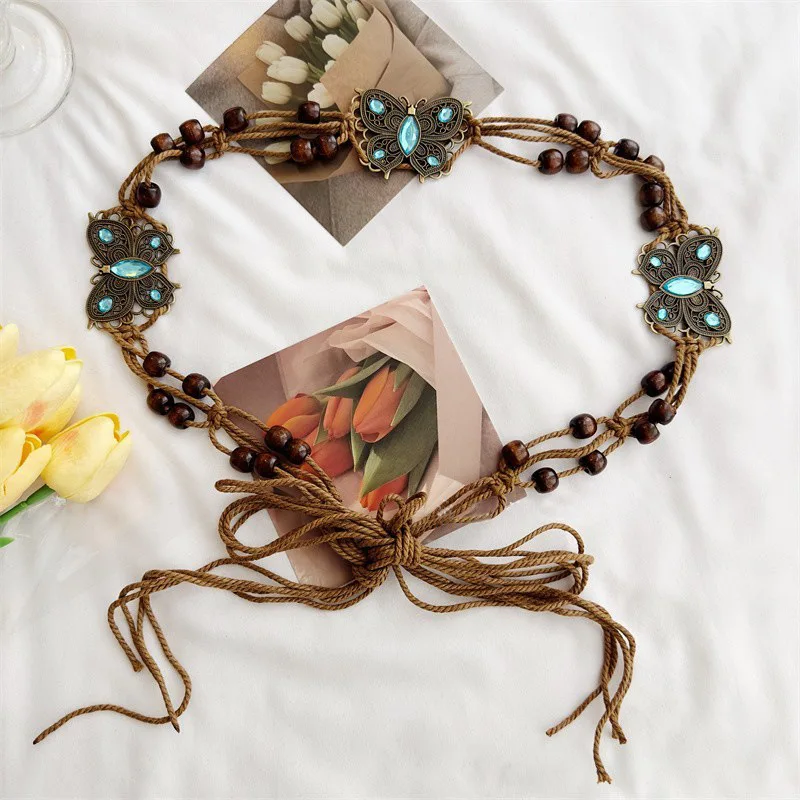 

Bohemian Belt Female Design Sense Niche Summer Butterfly Waist Chain Belt Versatile Waist Rope Ethnic Style Decoration Tide