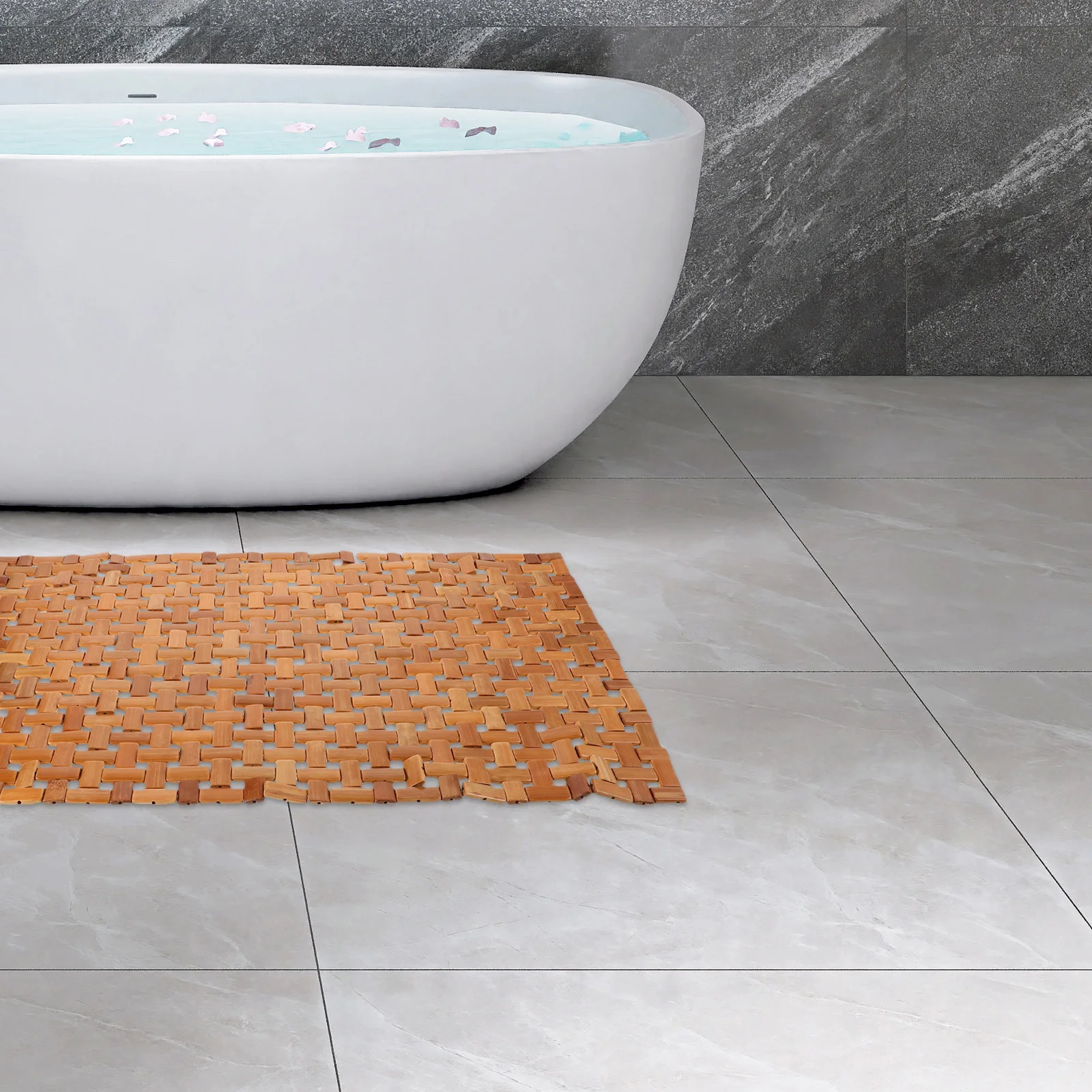 

Foldable Bamboo Bath Mat Non Slip Wooden Mat Portable Shower Floor Mat Bathroom Toilet Floor Mat For Sauna And Spa Use