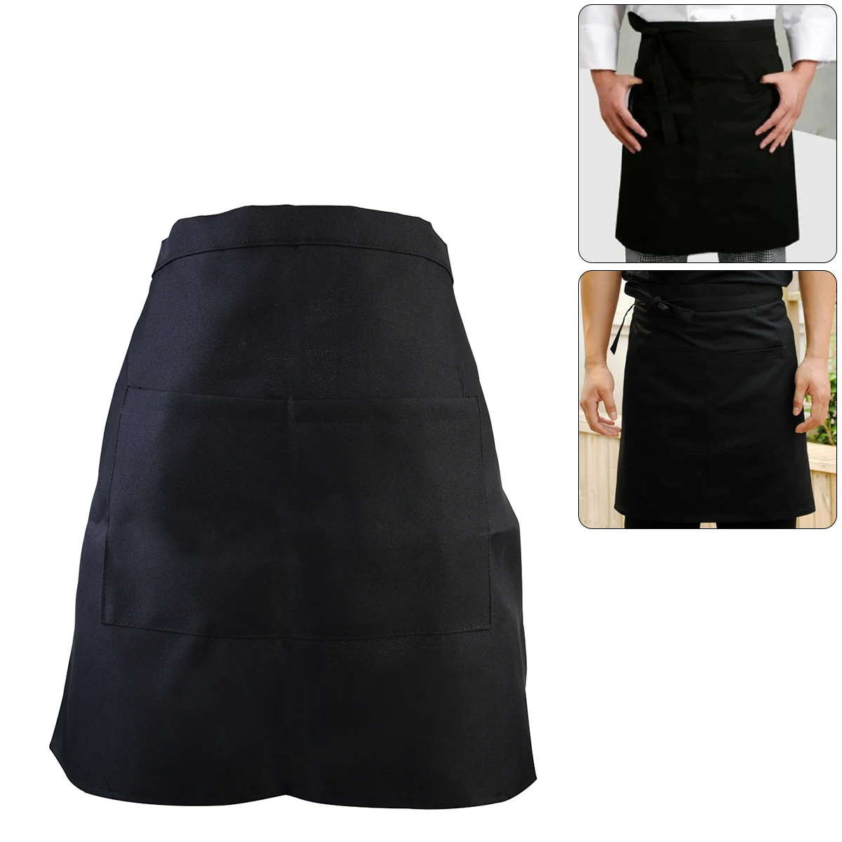 

Short apron with pocket Short waist apron Unisex short apron Short apron Black short apron