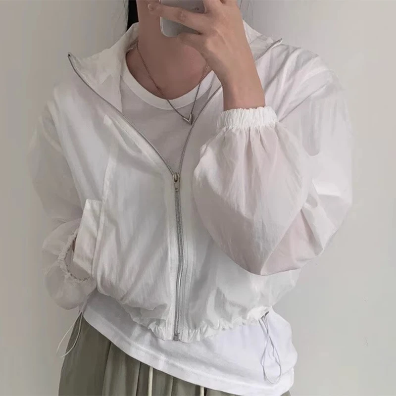 

Simple Ele Dstring Sve Long Zipper Women's Jaet Early Autumn New Sle Versatile Casual Top Commute Sle Dry Fast