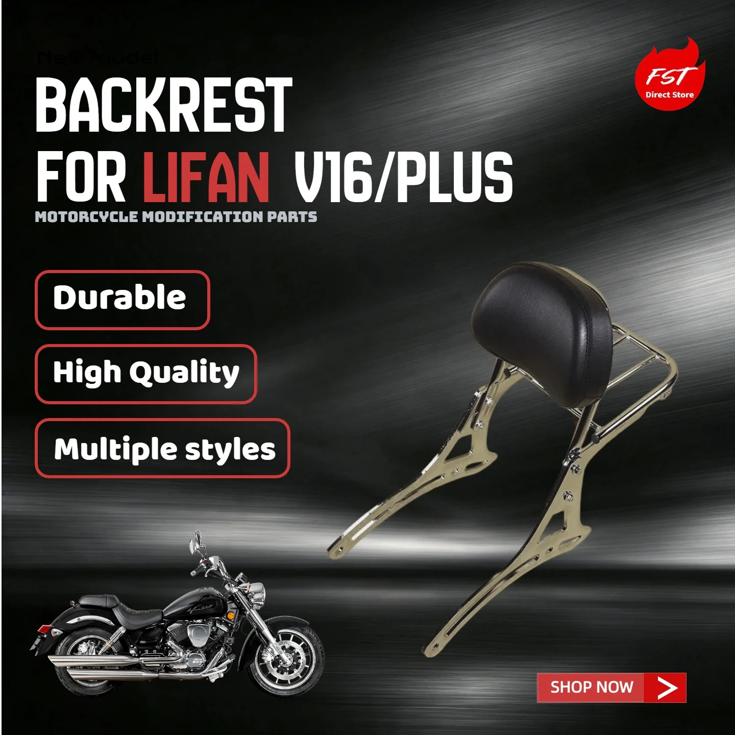 For Lifan V16/V16 Plus Sissy Bar Backrest With Rear Luggage Rack For Top Case Motorcycle Modified Accessories