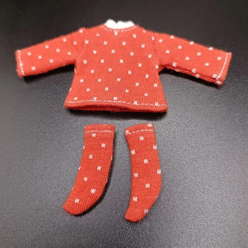 Obitsu 11 Clothes Suit Tops Bottoming Shirt Cotton Dot Blouse Mini Socks For for Joint OB11 Dolls Accessories Kids Toys