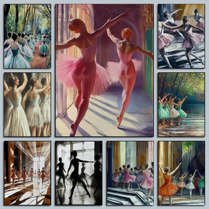 1PC Frameless  Beautiful Ballet Dancer Posters Dance Studio Forest Colorful Modern Prints Canvas Painting Wall Pictures Home Liv