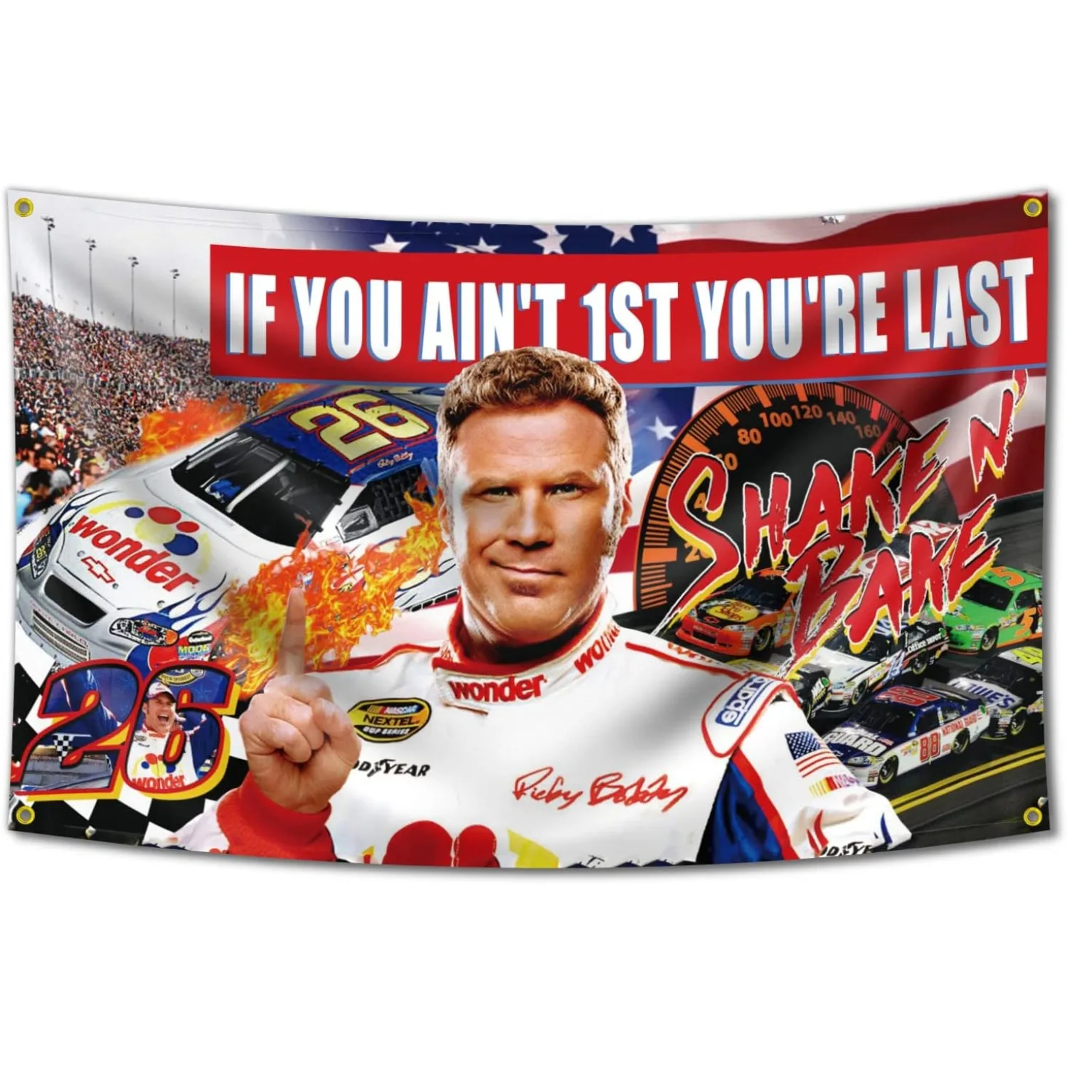 Funny Flag If You Ain't 1st First You're Last Flag for Talladega Nights Ricky Bobby, Poster Durable Man Cave Wall Flag with 4G
