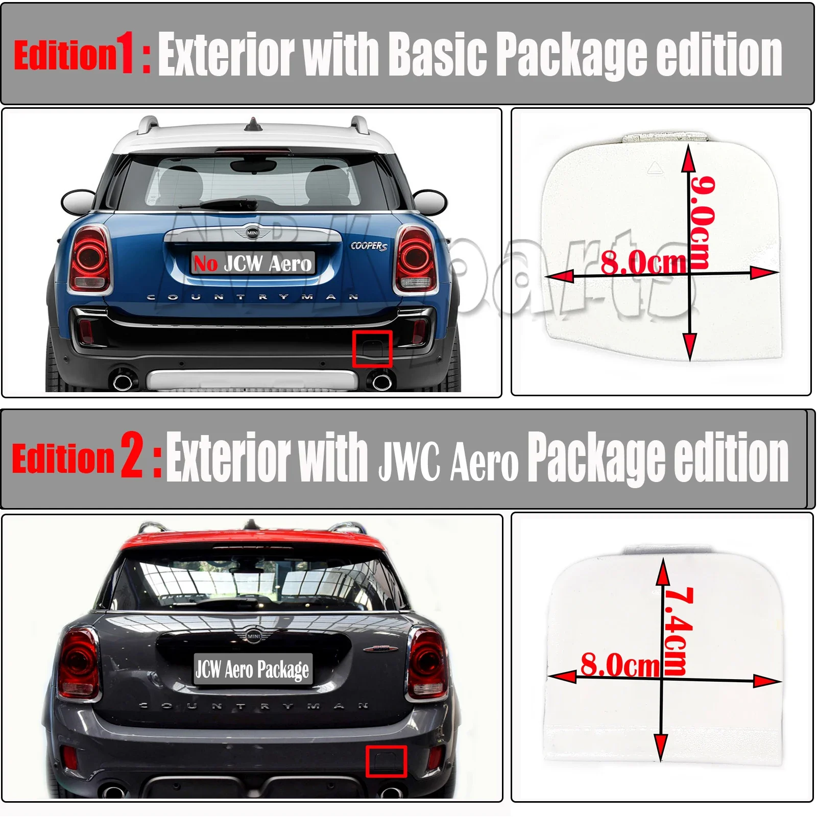 

Rear Tow Cover Fit 17-21 MINI Countryman F60 Base Cooper D S SD SE ALL4 One 1.5T 2.01T JCW SUV Hook Eye bumper Towing Cap