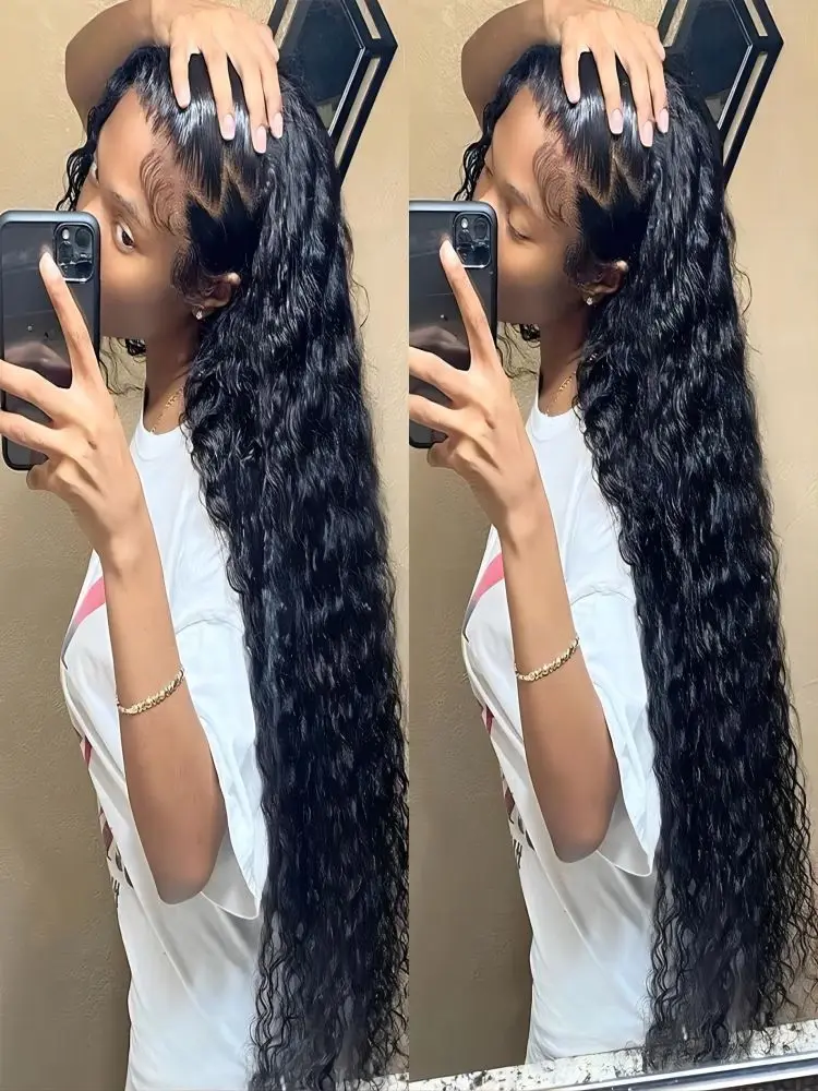 40 46 Inch Deep Wave 13x6 13x4 Lace Front Human Hair Wig 200% Remy Curl 360 Full Lace Frontal Wig Human Hair