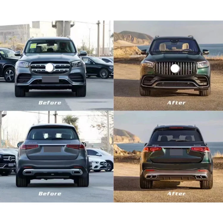 قطع غيار السيارات الرياضية X167 ترقية GLS63 AMG نمط المصد الأمامي والخلفي شفة خلفية طقم الجسم لفئة GLS
