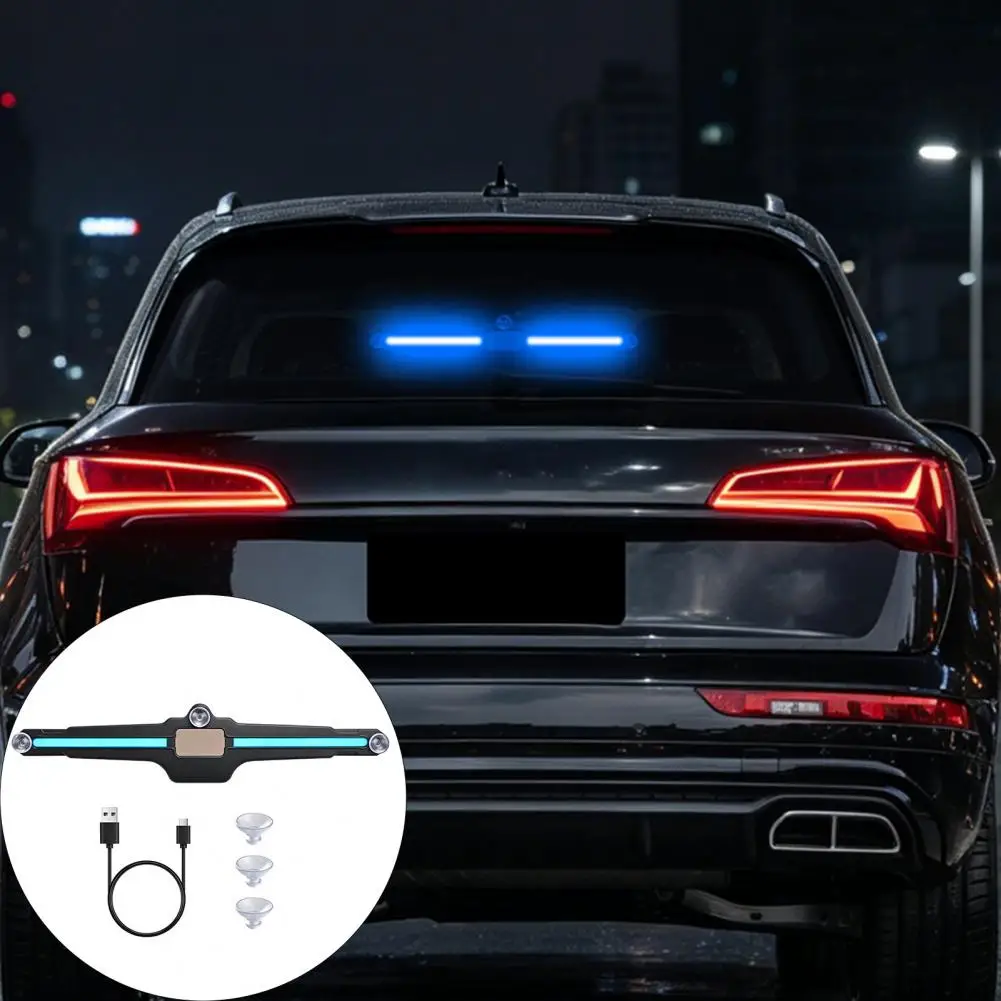 Solar Car Window Light, LED Blue Safety Lamp for Rear Windshield, Universal Suction Cup Warning Light for SUVs Sedans And Trucks