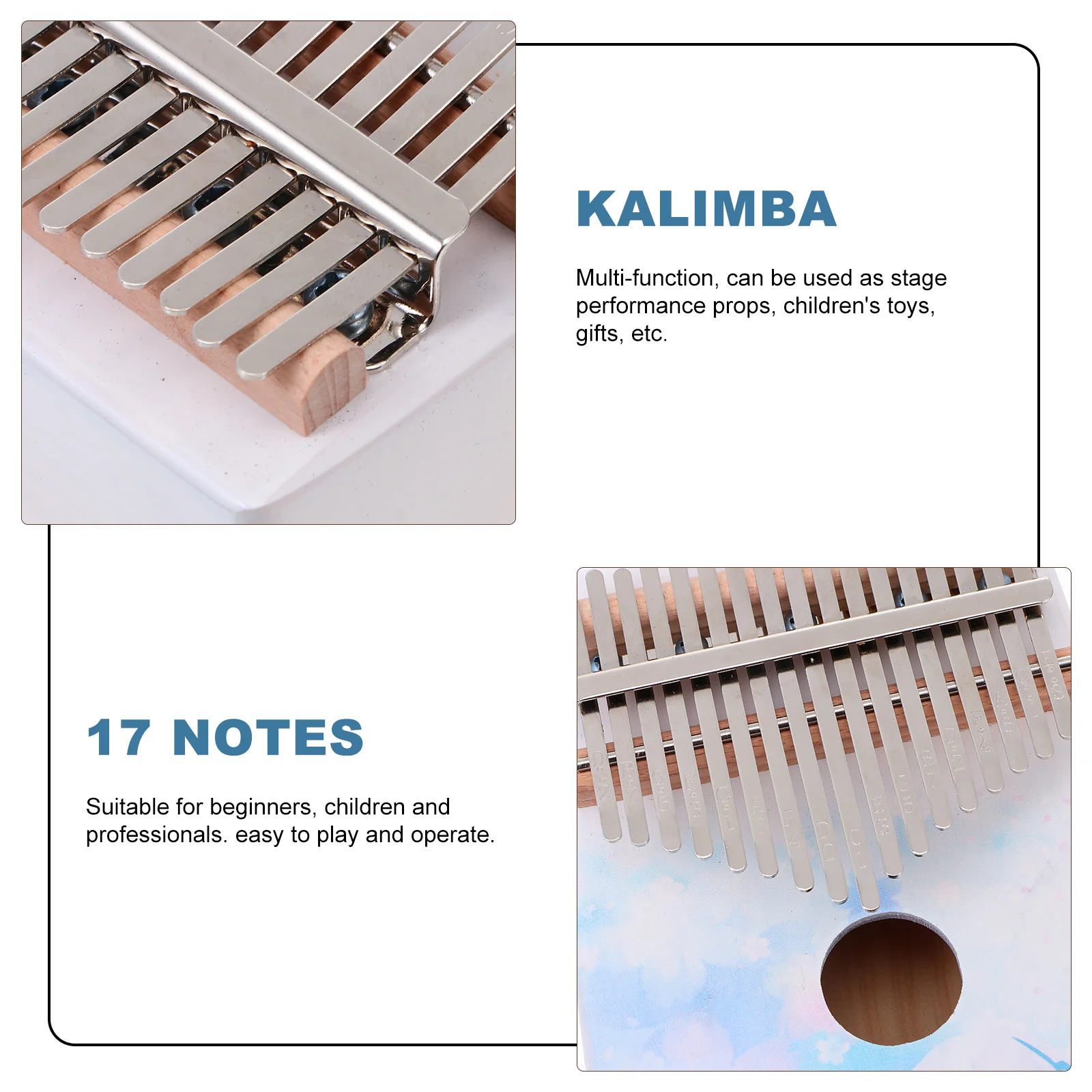

Thumb Portable Kalimba Piano 17 Tones Finger 17-key Delicate Music Instrument Keys Hand