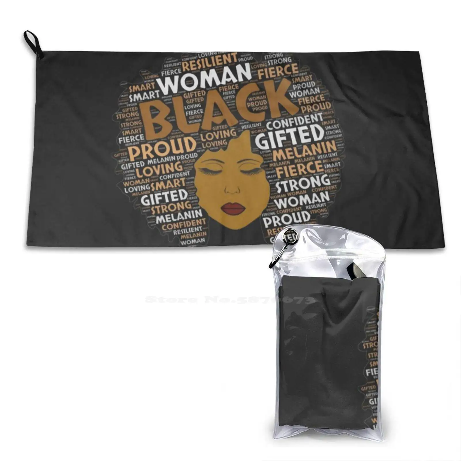 Black Girl / Woman Words In Afro Art Superfine Fiber Bathroom Towels Washcloth Words In Afro Afro Art Black Woman Melanin Black