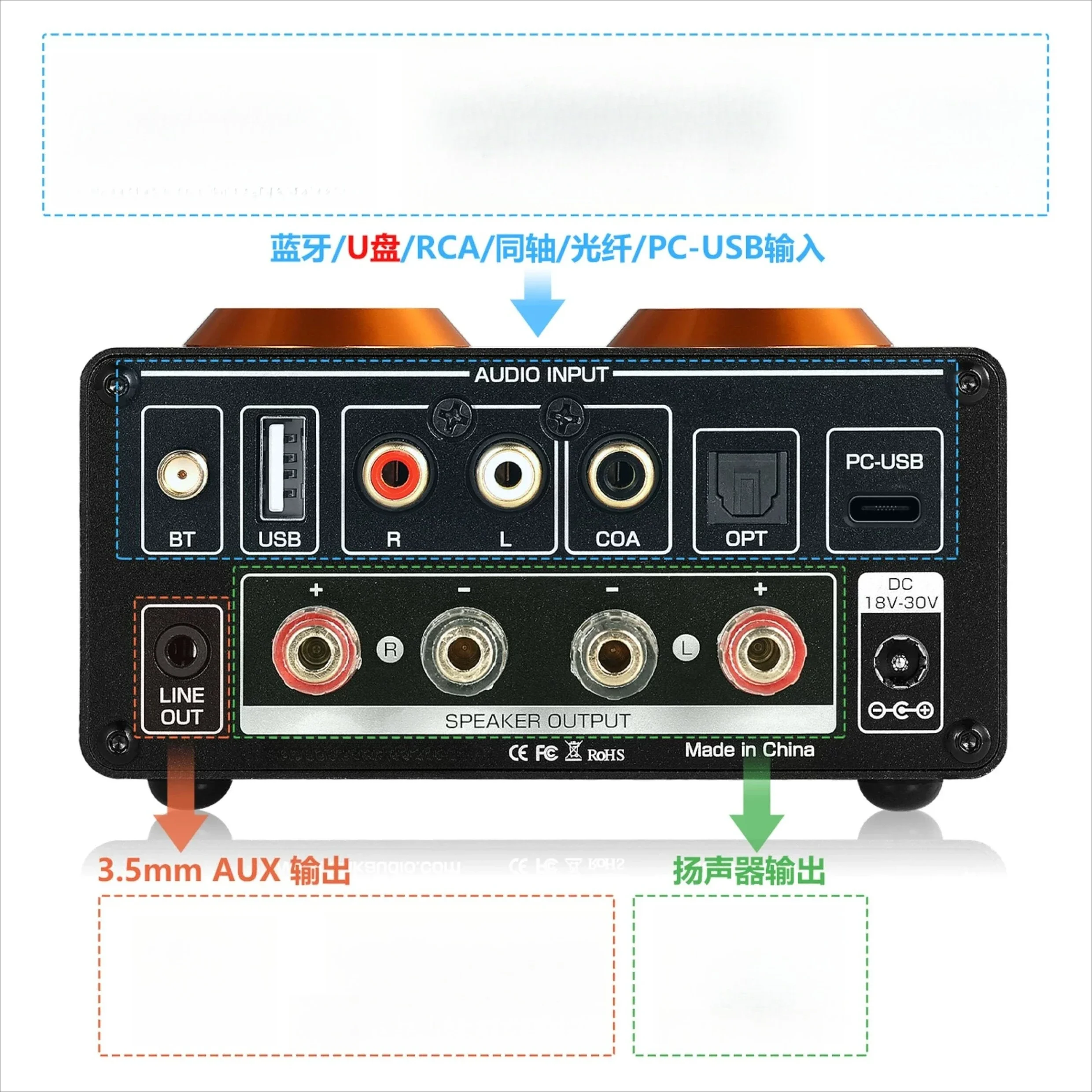 Limited Offer Bluetooth 5.0 Tube 200W Power Coaxial Computer USB Sound Card Full Decoding VU Head