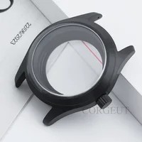 Pilot NH35 36MM/39MM PVD cristal de zafiro negro caja de reloj cepillado para buzo ajuste NH34 NH35 NH36 PT5000 ETA 2824 corona de tornillo de movimiento