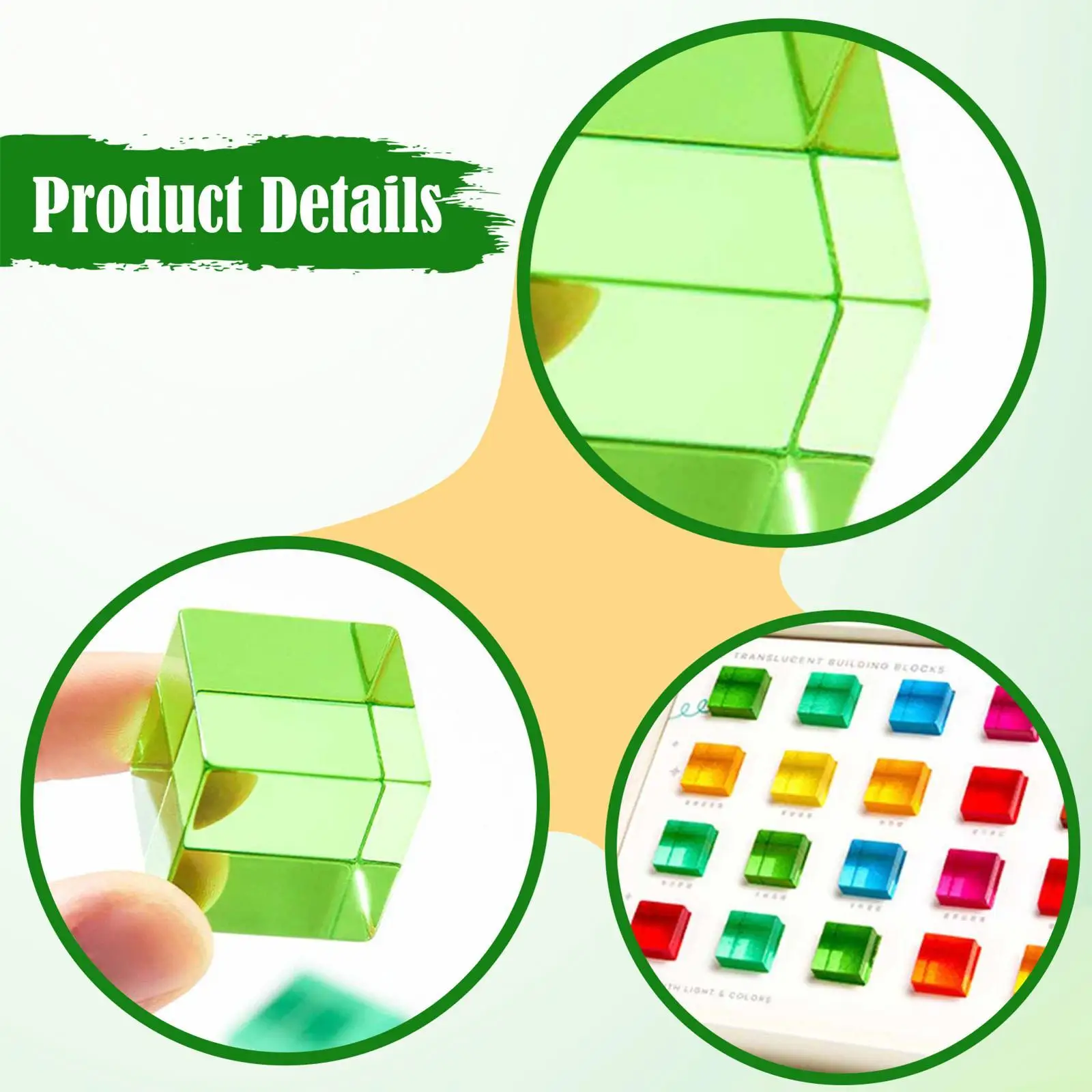 20個入り レインボーアクリルブロック 積み木 カラー認知積み木