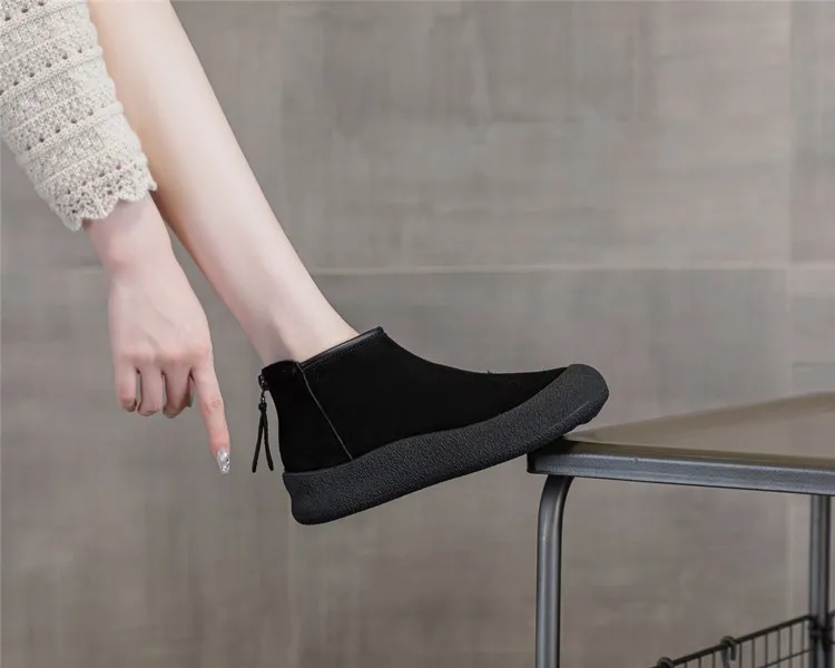 AIYUQI Schneestiefel für Damen in Übergrößen 2025 Winter Echtleder Kurze Damenschuhe Verstärkte Warme Winterstiefel für Frauen – Detail 5