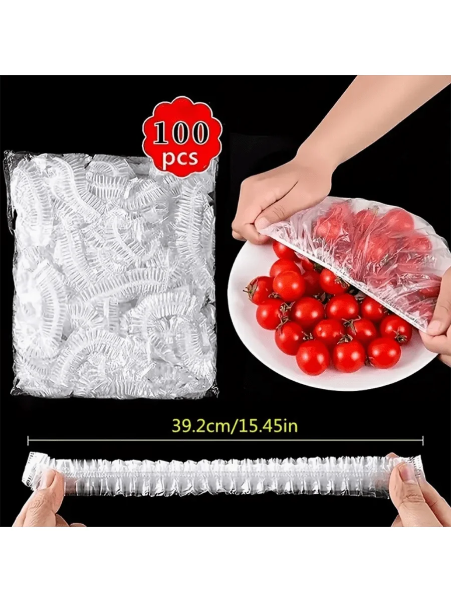 

100/50pcs Disposable Fresh-Keeping Film, Disposable Plastic Wrap Household Refrigerator Leftover Rice Fruit Food Plastic Seale