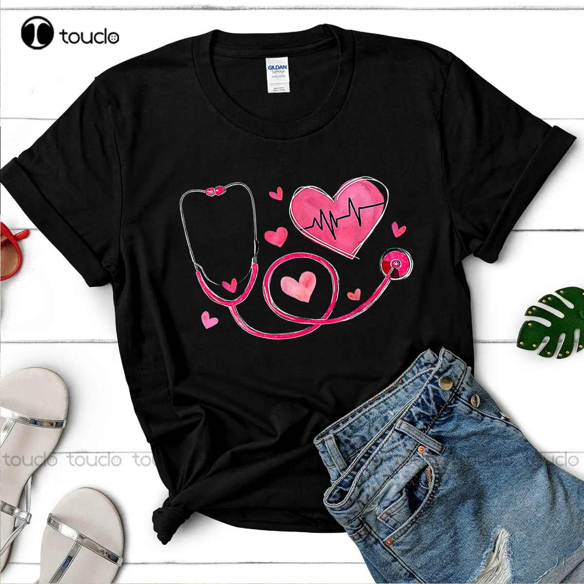 Nurse Life Heart Stethoscope Gift For Nurse Women Mom Mother Day T-Shirt O-Neck Streetwear Oversized Xs-5Xl Custom Gift