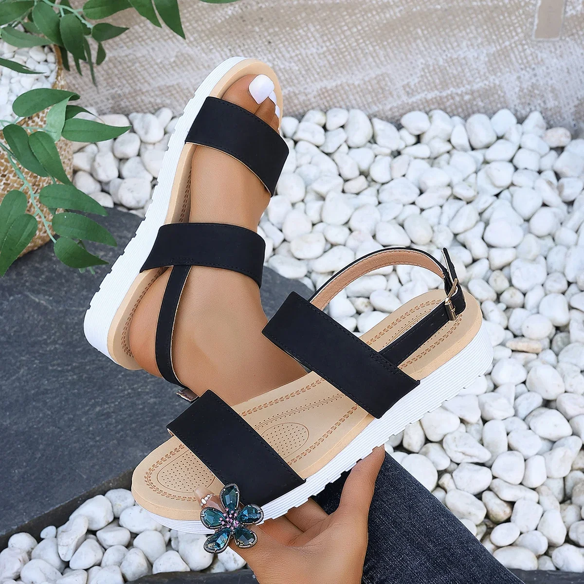 

Women Wedge Sandals Plus Size Comfortable Summer Platform Shoes Woman Slip on Lightweight Walking Sandals Sandalias De Mujer
