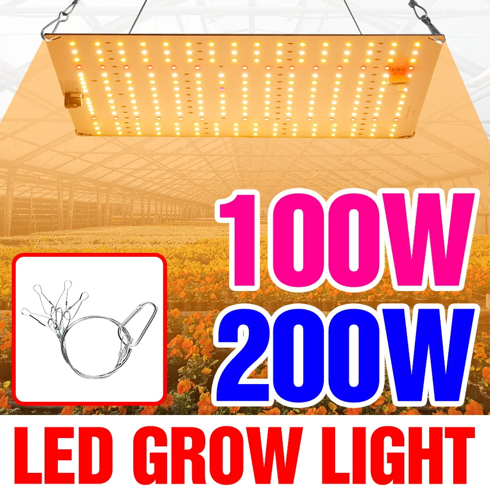 

200 Вт светодиодный светильник для выращивания растений с квантовой доской, полный спектр, лампа для выращивания растений, вилка США/ЕС для комнатных горшечных растений, коробка для выращивания овощей