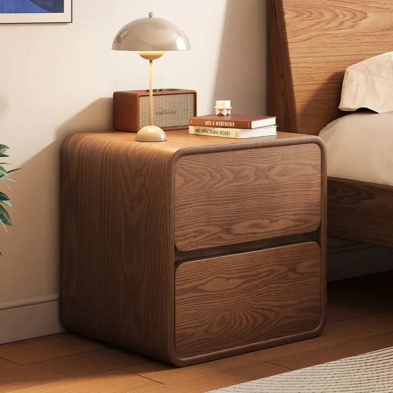 Solid Wood Bedside Table Small Vintage Cream Style Modern Simple Bedroom Nightstand Storage Cabinet for Home Decor image 5