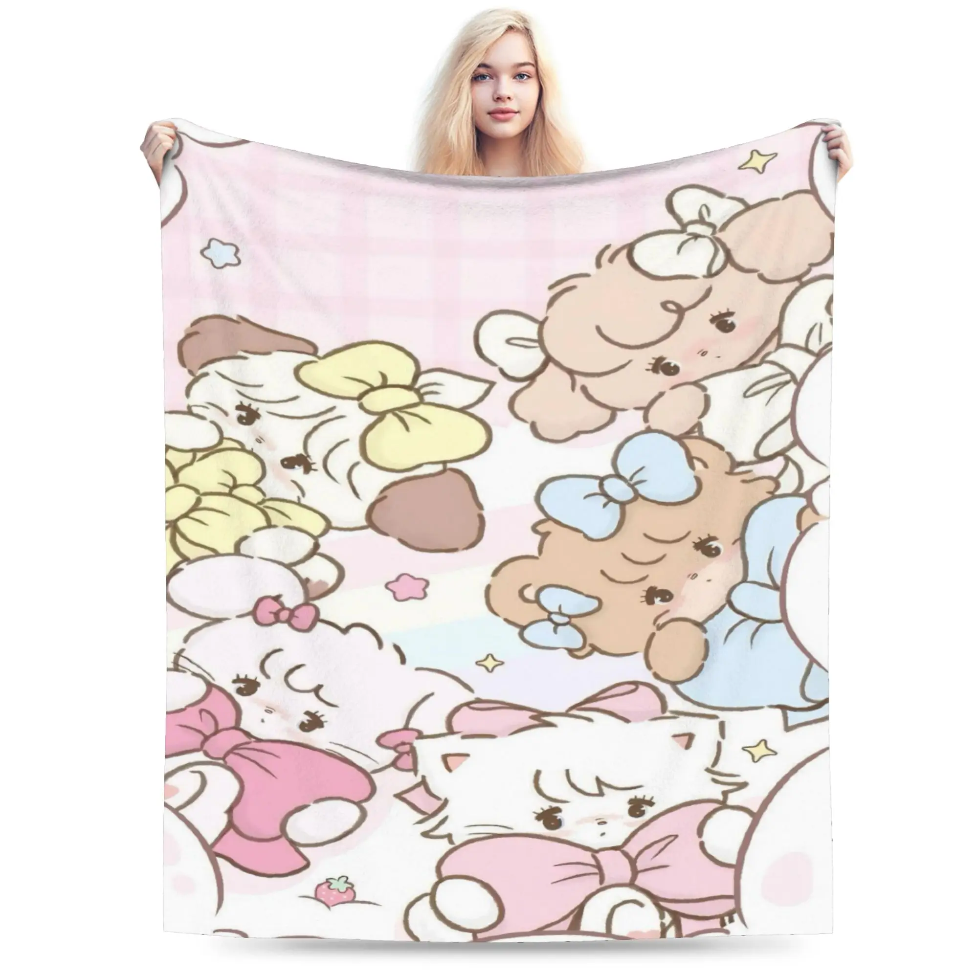pink cartoon Mikko Mousse  Blankets Flannel  Relax Ultra-Soft Throw Blanket for Sofa Bedding Throws