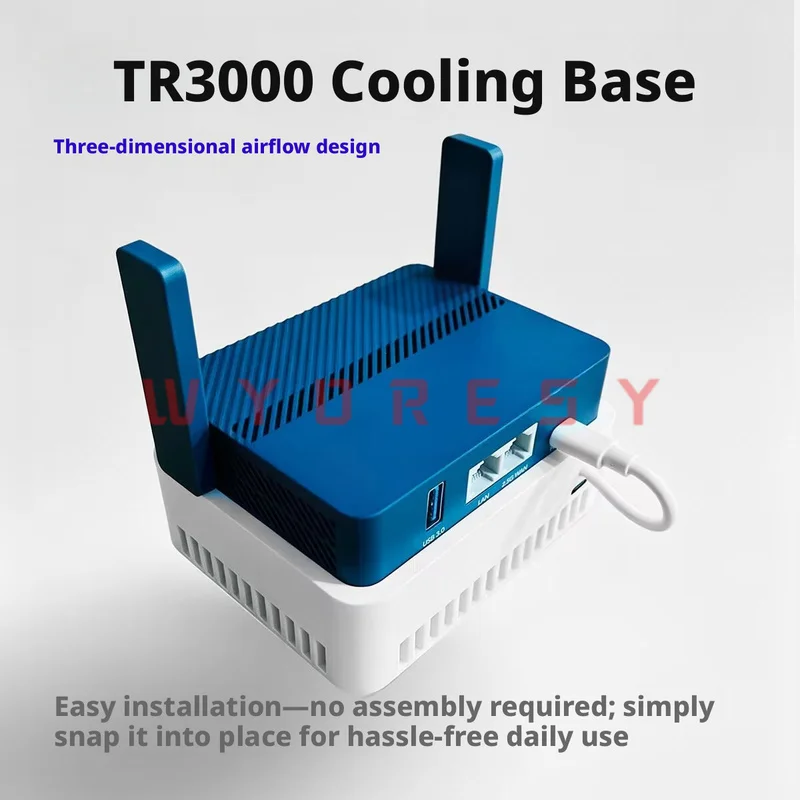 for CUDY TR3000/TR3600/AX3000 Router Cooling Base 1:1 Mold Design One Cable Dual Power Supply Silent Fan With Manual On Off