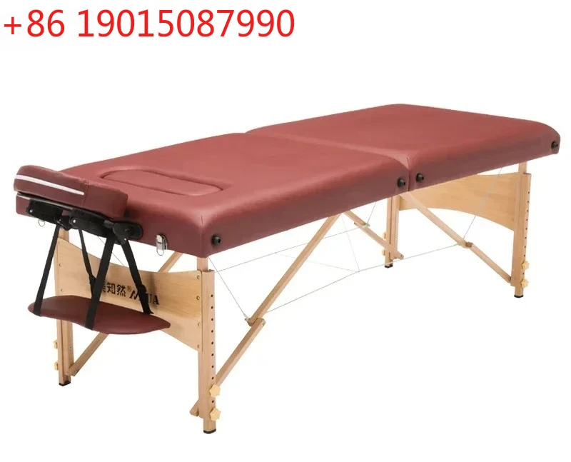 xxqFacial Bed Folding Massage Bed Portable Solid Wood with Hole Tattoo Embroidery