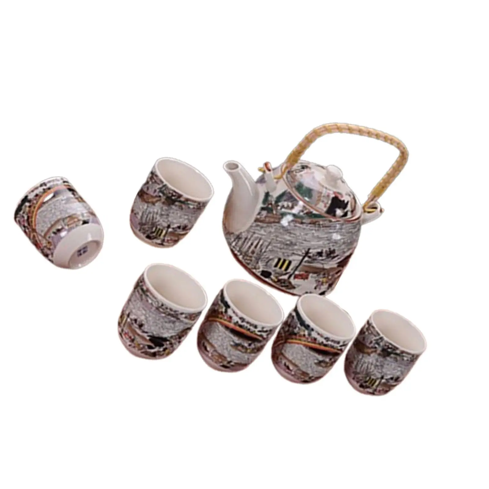 Porcelain Tea Set Teapot with 6 Cups Set Blooming And Loose Tea