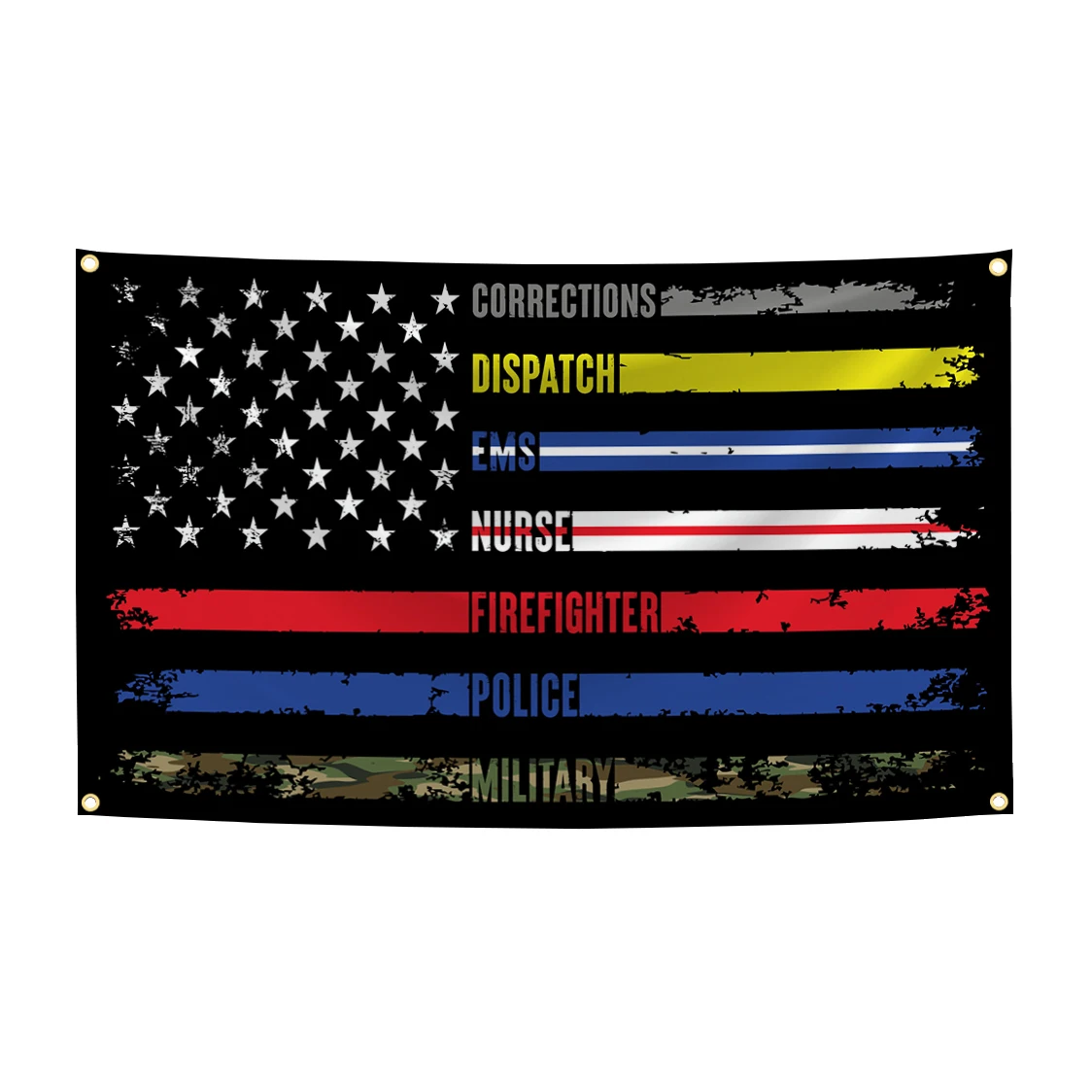 90X150cm No One Fights Alone Flag US American Flags with First Responder Tribute Appreciation Patriotic Design Gifts Banner