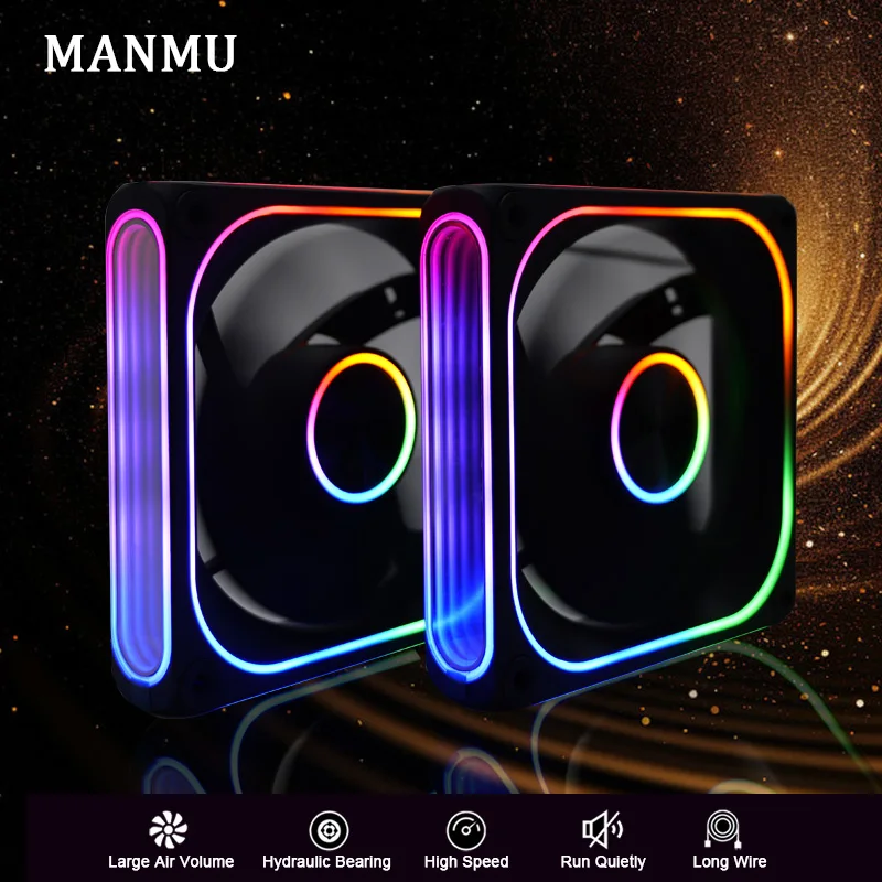 

MANMU Case Fans Air Cooling Fixed Color Rainbow Rgb Cooling Fan 120mm Computer Case Cooling Fans 2pin
