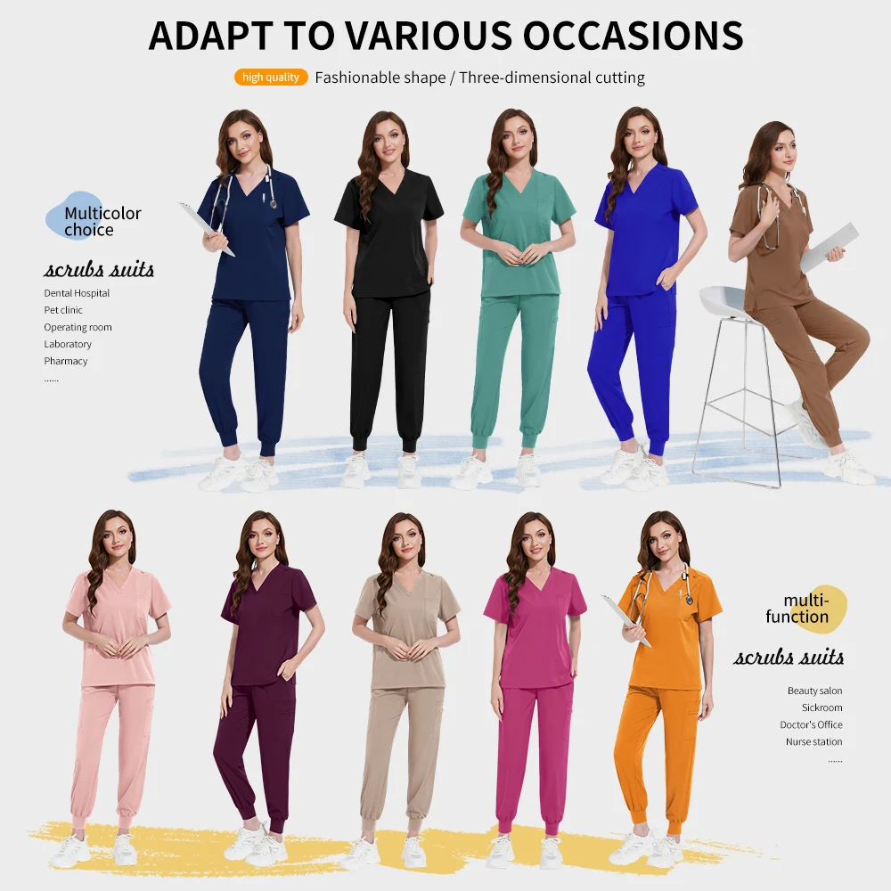 Accessori per infermiere slim fit Uniformi per scrub medico Set per scrub ospedaliero per donna Clinica odontoiatrica Tute per chirurgia Abbigliamento da lavoro per salone di bellezza
