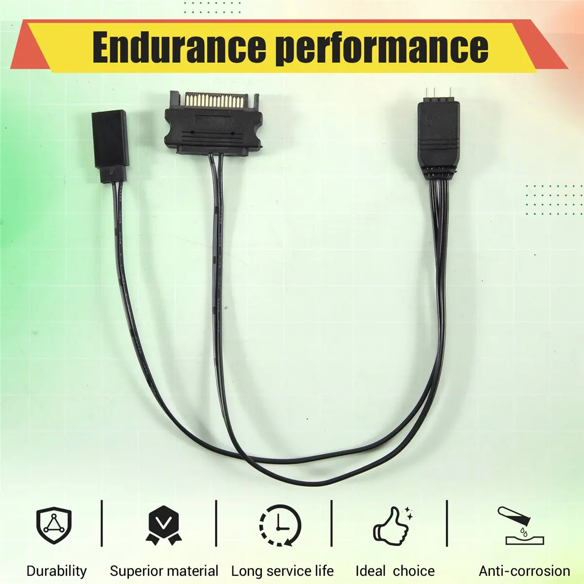 

Контроллер ARGB для ПК AA49, кабель SATA-ARGB для сброса и управления подсветкой, 5В 3-контактный контроллер освещения для ПК, черный