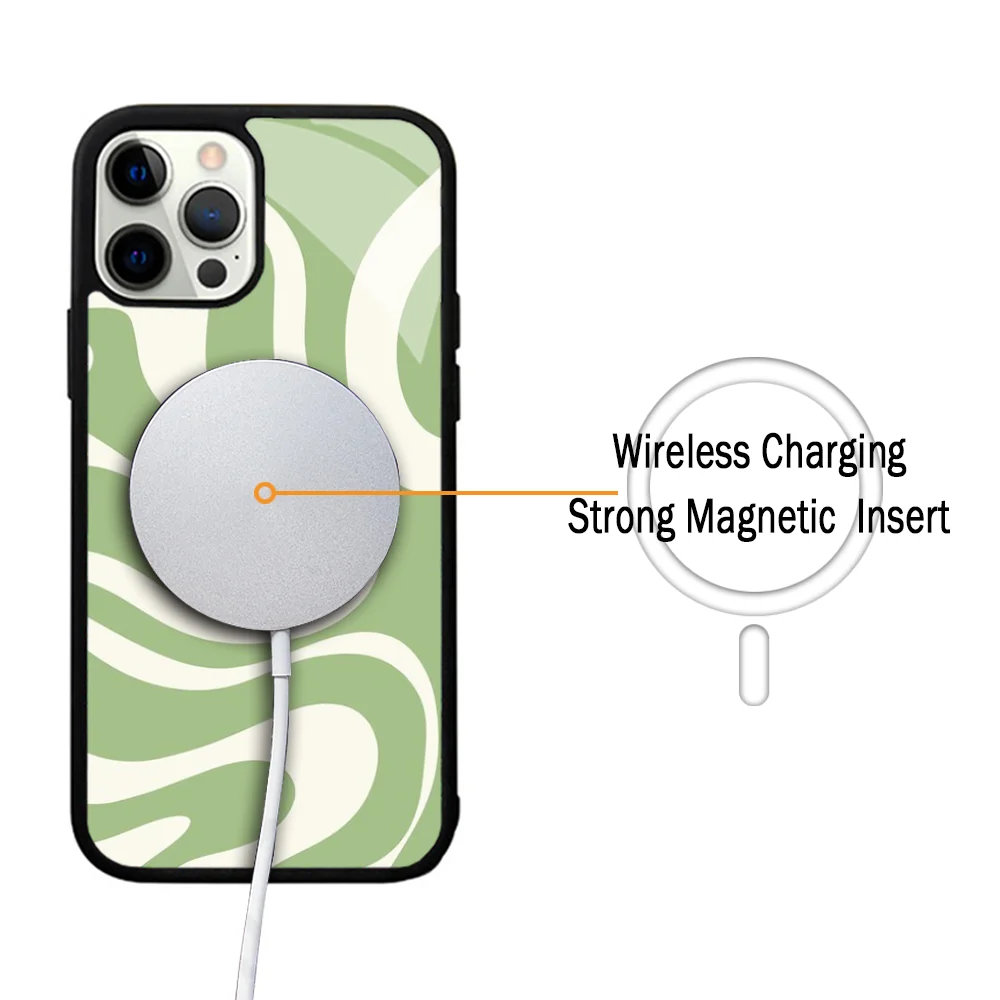 Abstract Swirl Pattern Phone Case For IPhone 11 12 13 14 15 Plus Pro Max Mirror Acrylic Cover For Magsafe Wireless Charging