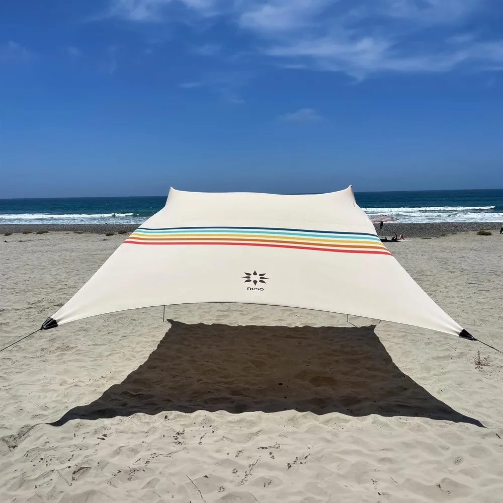 

Gigante Portable Beach Tent Ideal to Enjoy with Family and Friends UPF 50+, Water-Resistant, and Lightweight - Rainbow