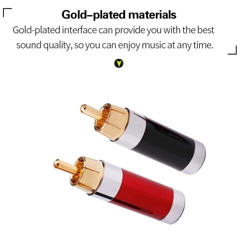 金メッキコネクタRca,オーディオビデオアダプター,時計コード付き,調整可能,オスプラグ,4個