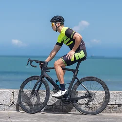 Santic Men's Summer Cycling Suit 4D Padding Jersey Bike Bib Shorts MTB Cycling Set K20MT146