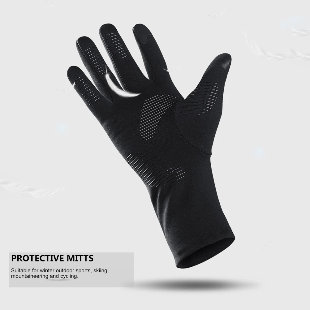

Windproof and Anti-slip Gloves Cycling Outdoor Atv Running Black Sports for Cold Weather Silica Gel Winter Touch Screen