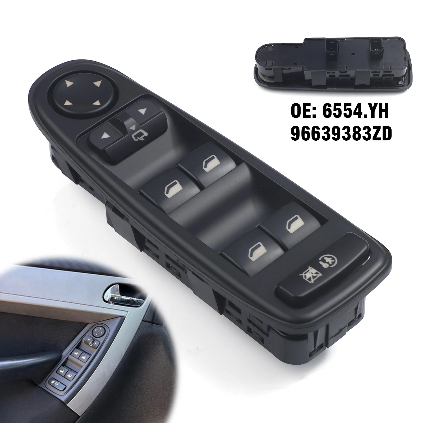 6554YH Car Electric Power Window Master Mirror Control Switch Button For Citroen C4 Grand Picasso 2007-2014 ABS Plastic Button