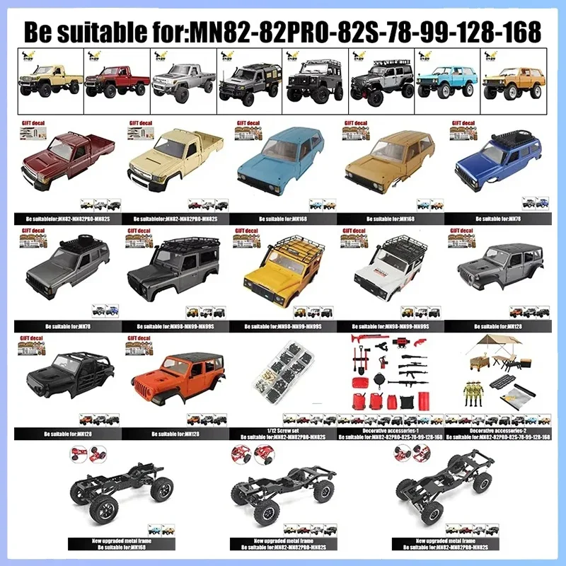 MN MN82-82PRO-82S,MN78,MN99-99S,MN128,MN168。Original body shell with decorative stickers, new upgraded metal frame。