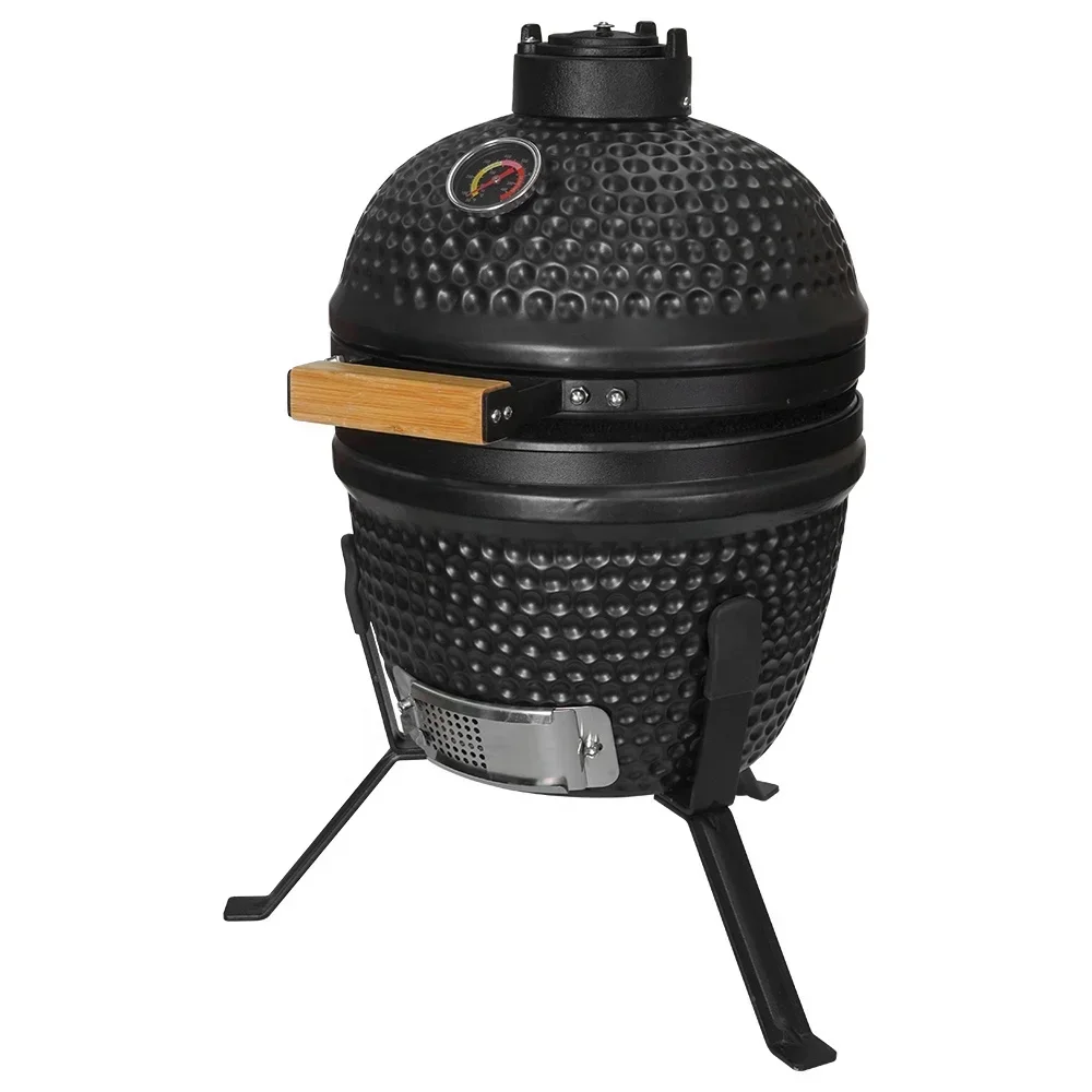 13inch Matte BLACK Portable Bbq Grills Egg Smoker Ceramic Charcoal Barbecue Kamado Mini