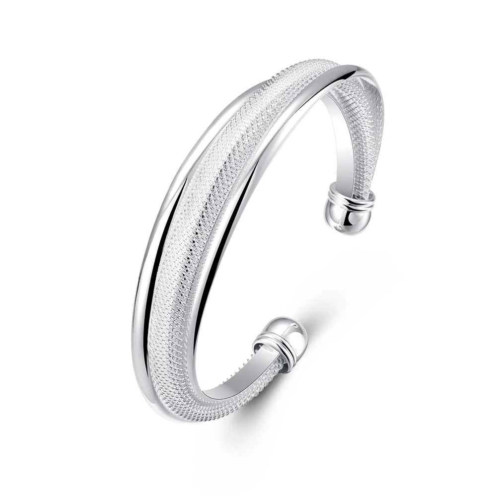

925 sterling silver, beveled mesh bracelet, simple, versatile and elegant