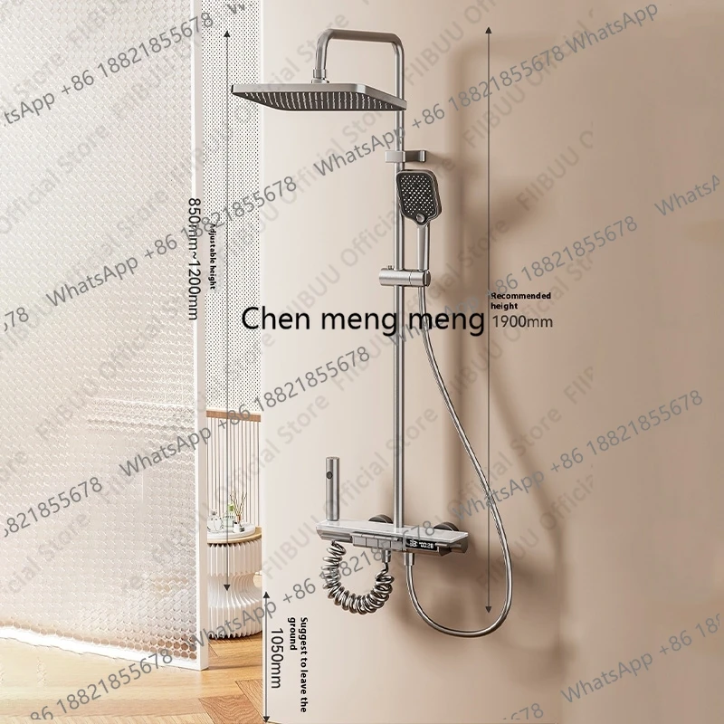 

Modern Digital Display Bathroom Shower System Cold Hot Household Shower Head Set Piano Shower Combination With Ambient Lighting