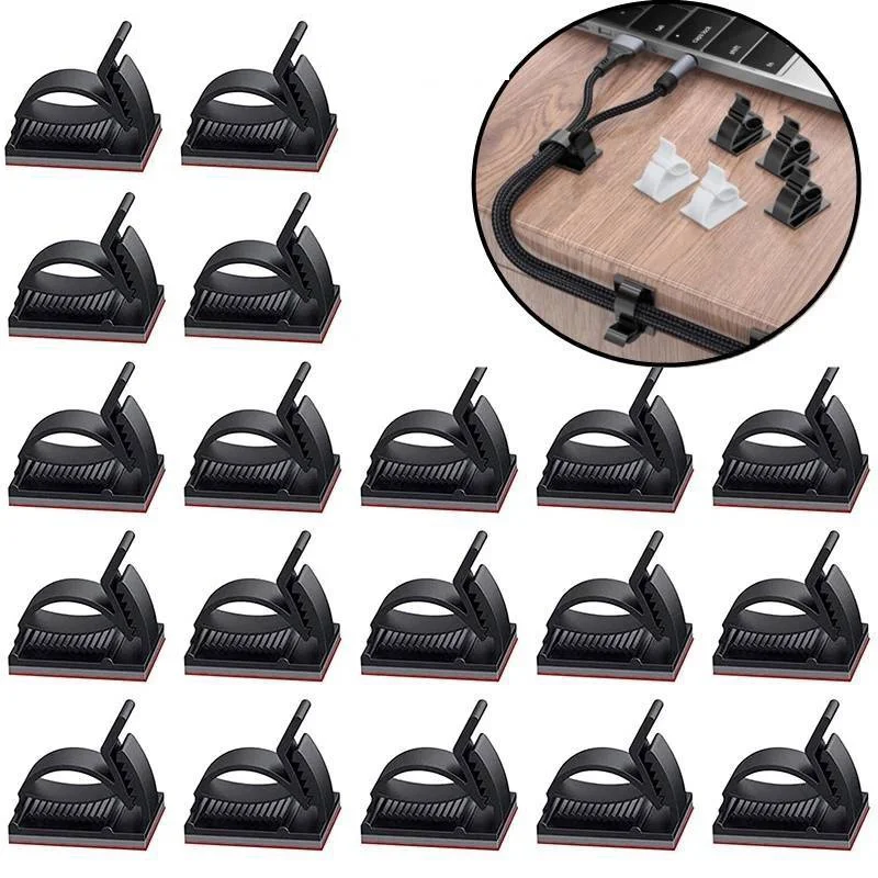 Ajustável auto-adesivo Tabela Cable Organizer, USB Cable Management Clips, Suporte do cabo para carro, Mouse, Carregamento Wire Winder Clamp