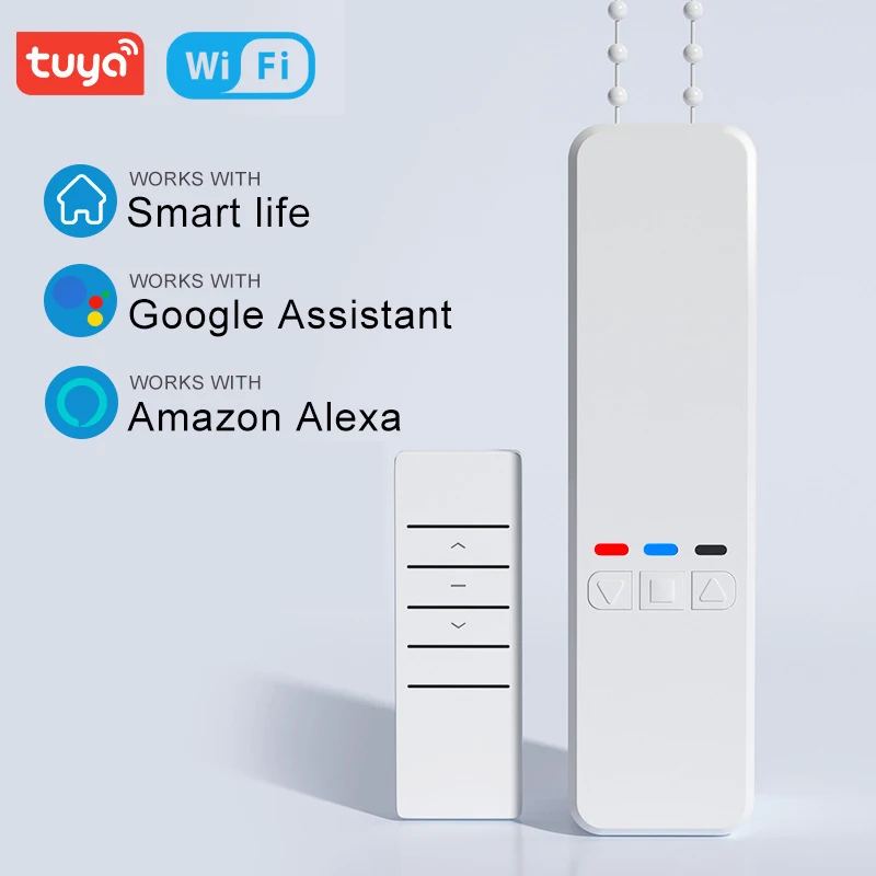 

Tuya Wi-Fi Смарт-двигатель Электрические цепные рулонные шторы Привод жалюзи Электрический мотор для штор RF Дистанционный комплект Приложение Smart Life
